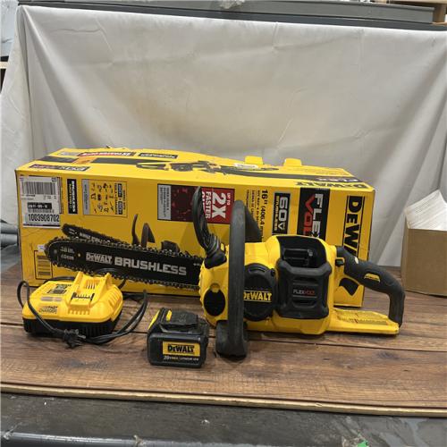 AS-IS DEWALT FLEXVOLT 60V MAX 16in. Brushless Cordless Battery Powered Chainsaw Kit with (1) FLEXVOLT 2 Ah Battery & Charger