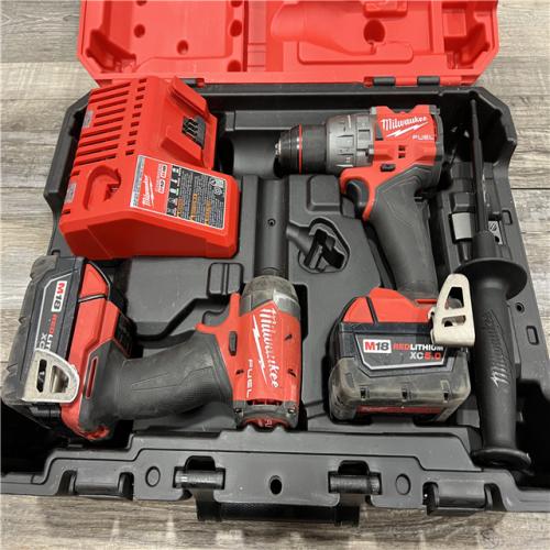 AS-IS Milwaukee M18 FUEL 18V Lithium-Ion Brushless Cordless Hammer Drill and Impact Driver Combo Kit (2-Tool) with 2 Batteries