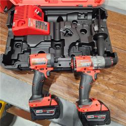 AS-IS Milwaukee M18 FUEL 18V Lithium-Ion Brushless Cordless Hammer Drill and Impact Driver Combo Kit (2-Tool) with 2 Batteries