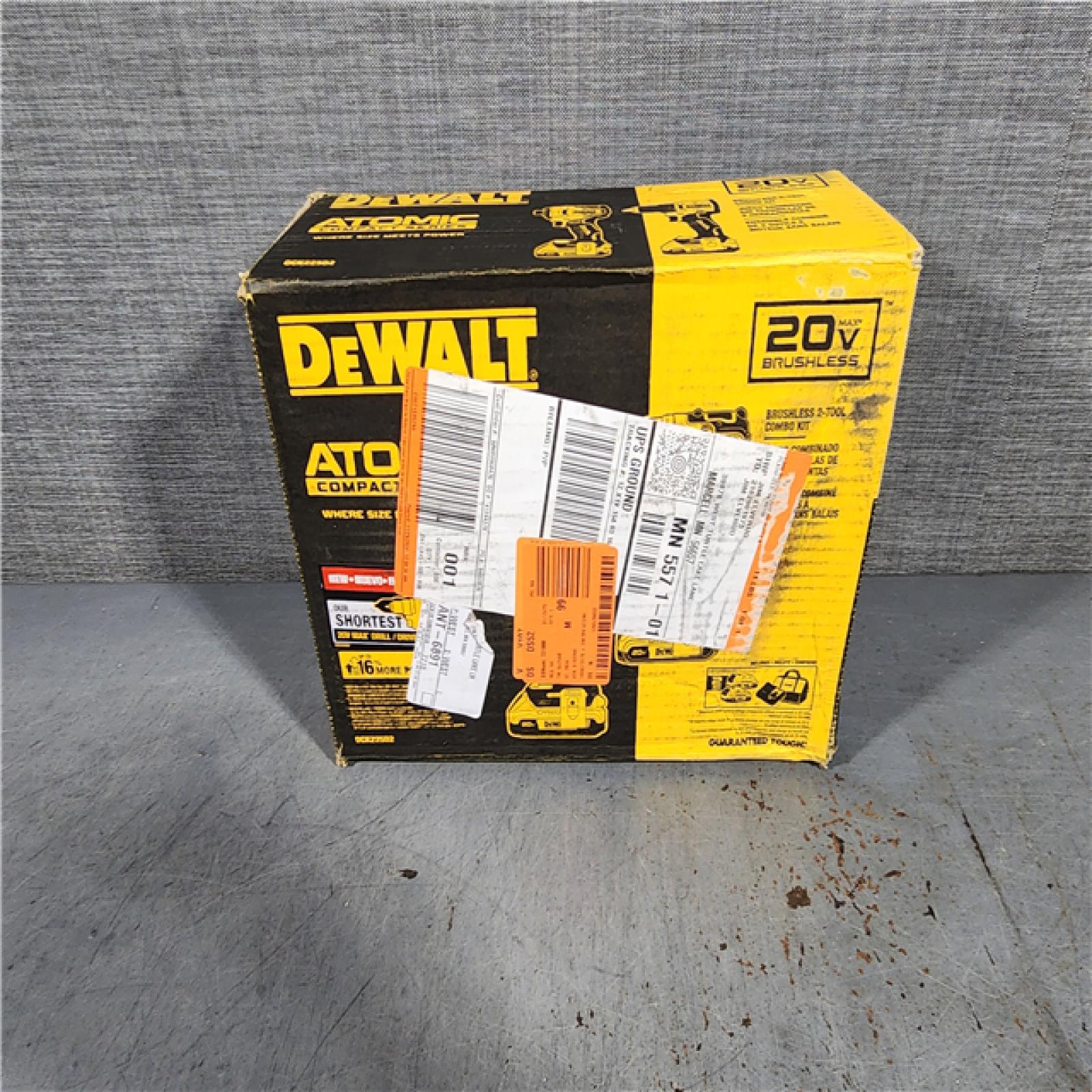 HOUSTON LOCATION - AS-IS DEWALT ATOMIC 20-Volt MAX Lithium-Ion Cordless Combo Kit (2-Tool) with (2) 2.0Ah Batteries, Charger and Bag