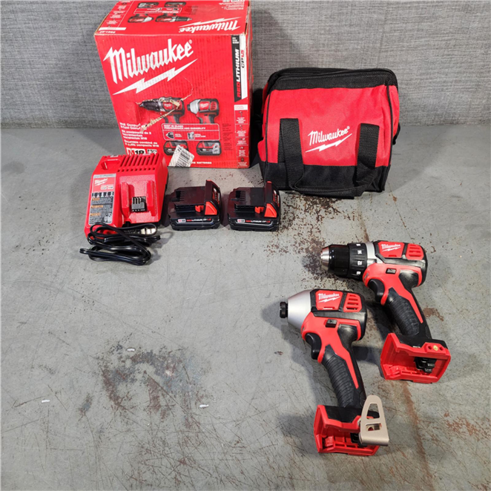 HOUSTON LOCATION - AS-IS Milwaukee M18 18V Cordless Brushed 2 Tool Drill/Driver and Impact Driver Kit