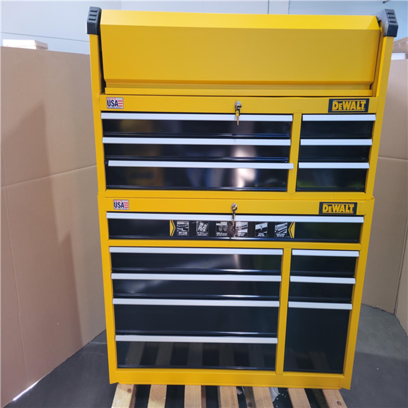 CALIFORNIA AS-IS DEWALT 52 WIDE 6-DRAWER TOOL CHEST AND 52 WIDE 8-DRAWER ROLLING TOOL CABINET