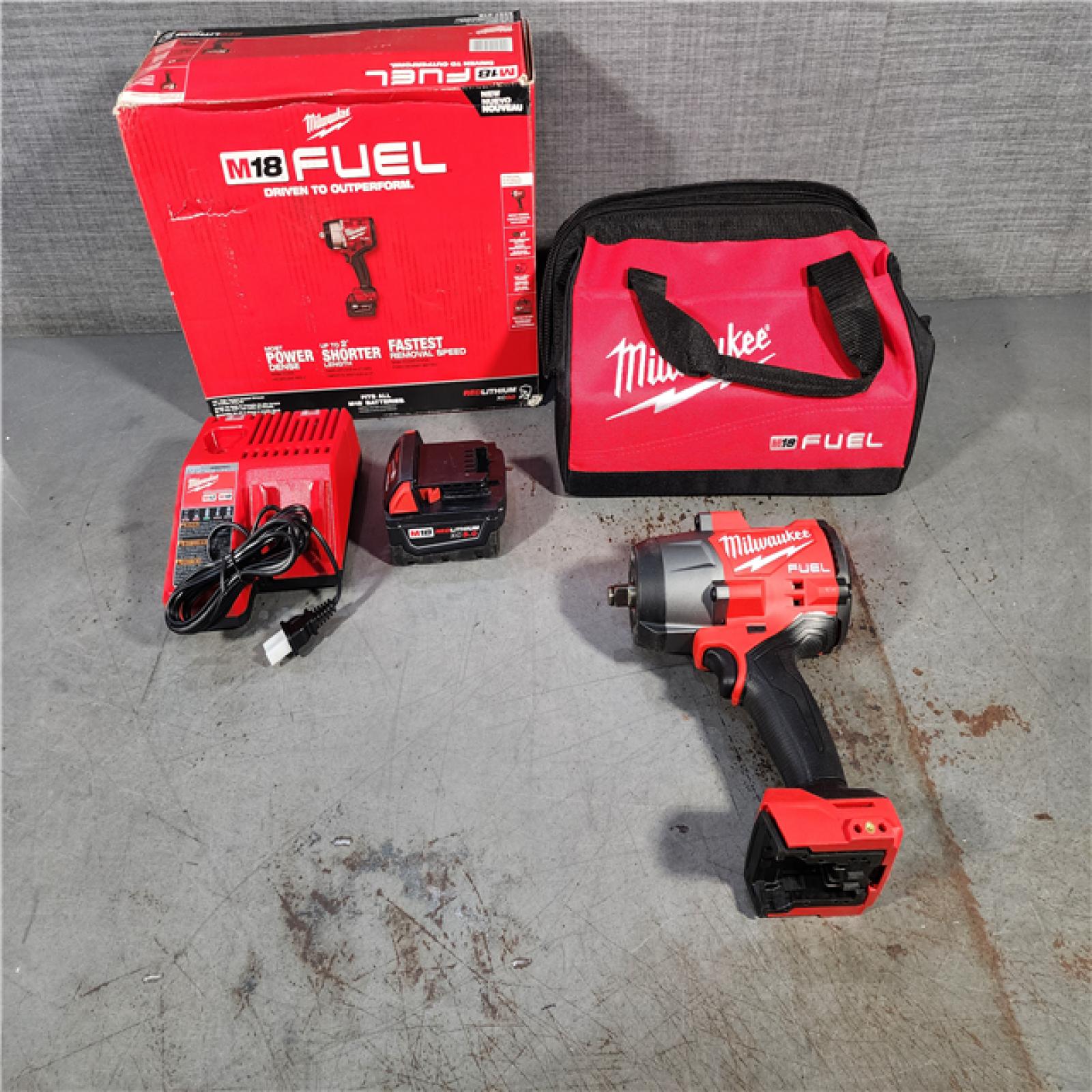 HOUSTON LOCATION - AS-IS (APPEARS LIKE NEW) Milwaukee M18 1/2 in. Cordless Brushless High Torque Impact Wrench Kit (Battery & Charger)