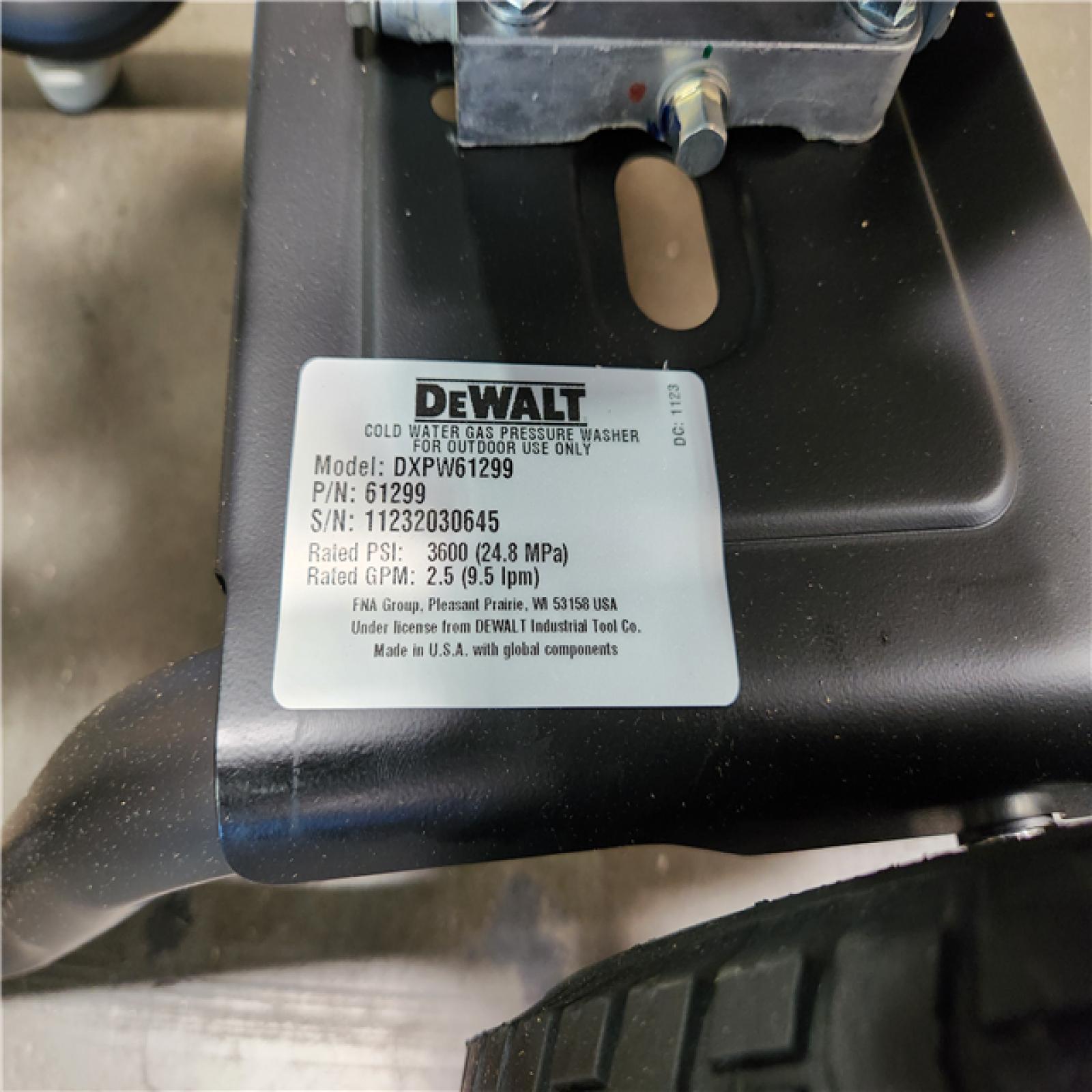 California AS-IS DEWALT 3600 PSI 2.5 GPM Cold Water Gas Professional Pressure Washer with HONDA GX200 Engine