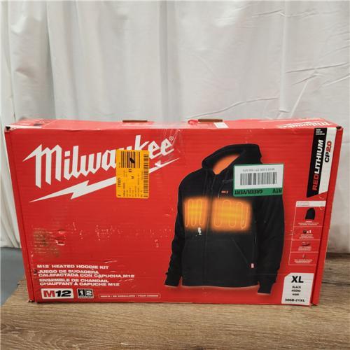 AS-IS Milwaukee M12 Lithium-Ion Cordless Black Heated Jacket Hoodie Kit (X-Large)