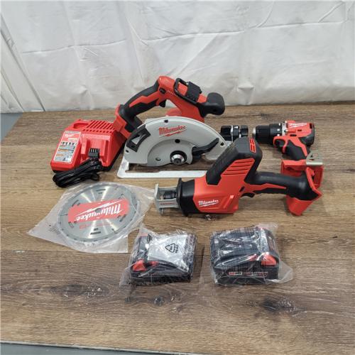 AS-IS M18 18-Volt Lithium-Ion Brushless Cordless Combo Kit (4-Tool) with 2-Batteries, 1-Charger and Tool Bag