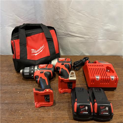 AS-ISMilwaukee M18 18V Cordless Brushed 2 Tool Drill/Driver and Impact Driver Kit