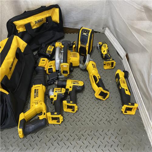 Houston location AS-IS DEWALT 20V MAX Cordless 9 Tool Combo Kit with (2) 20V 2.0Ah Batteries and Charger