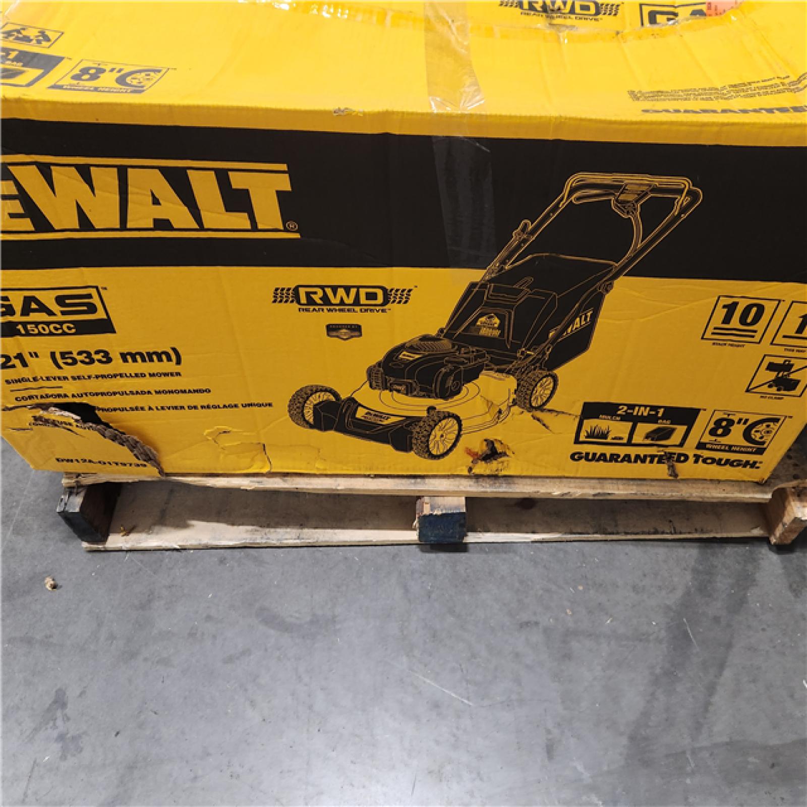 DALLAS LOCATION - AS-IS DEWALT 21 in. 150cc Briggs and Stratton 625ex Engine Rear Wheel Drive 2-in-1 Gas Self Propelled Walk Behind Lawn Mower