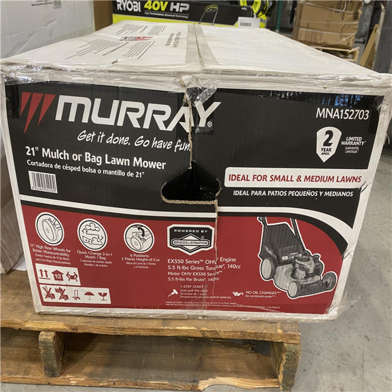 NEW! Murray 21 in. 140 Cc Briggs and Stratton Walk Behind Gas Push Lawn  Mower with