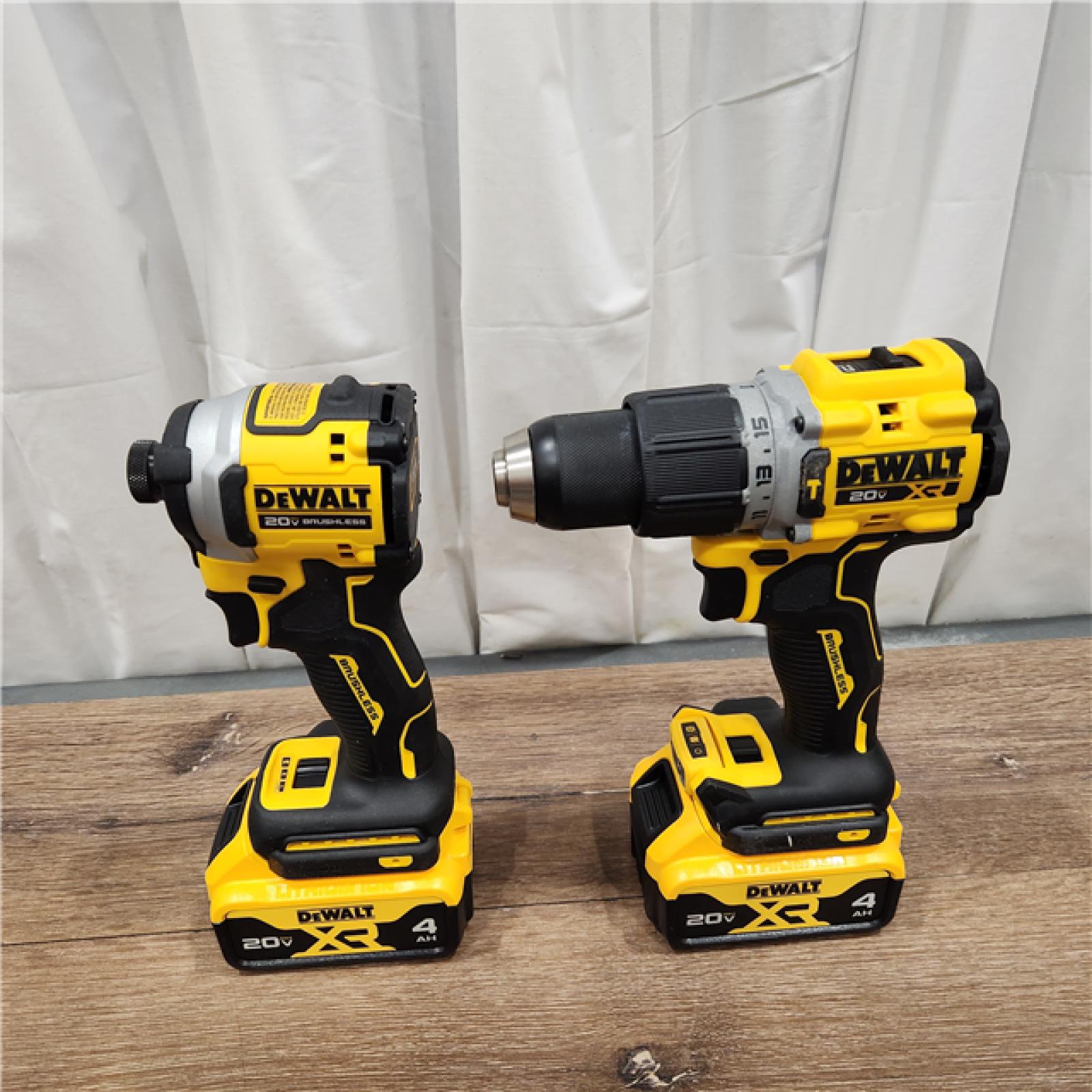 AS-IS DEWALT 20V MAX XR Hammer Drill and ATOMIC Impact Driver 2 Tool Cordless Combo Kit with (2) 4.0Ah Batteries, Charger, and Bag