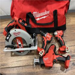 AS-IS Milwaukee M18 18-Volt Lithium-Ion Brushless Cordless Combo Kit (4-Tool) with 2-Batteries, 1-Charger and Tool Bag