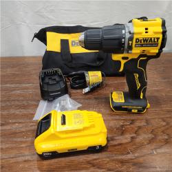 AS-IS DEWALT ATOMIC 20-Volt Lithium-Ion Cordless 1/2 in. Compact Hammer Drill with 3.0Ah Battery, Charger and Bag