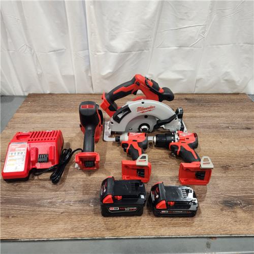 AS-IS M18 18-Volt Lithium-Ion Brushless Cordless Combo Kit (4-Tool) with 2-Batteries, 1-Charger and Tool Bag