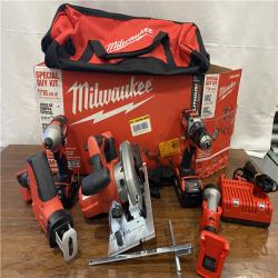 AS-IS Milwaukee M18 18-Volt Lithium-Ion Cordless Combo Tool Kit (5-Tool) with (1) 3.0Ah and (1) 1.5Ah Battery, (1) Charger, (1) Tool Bag