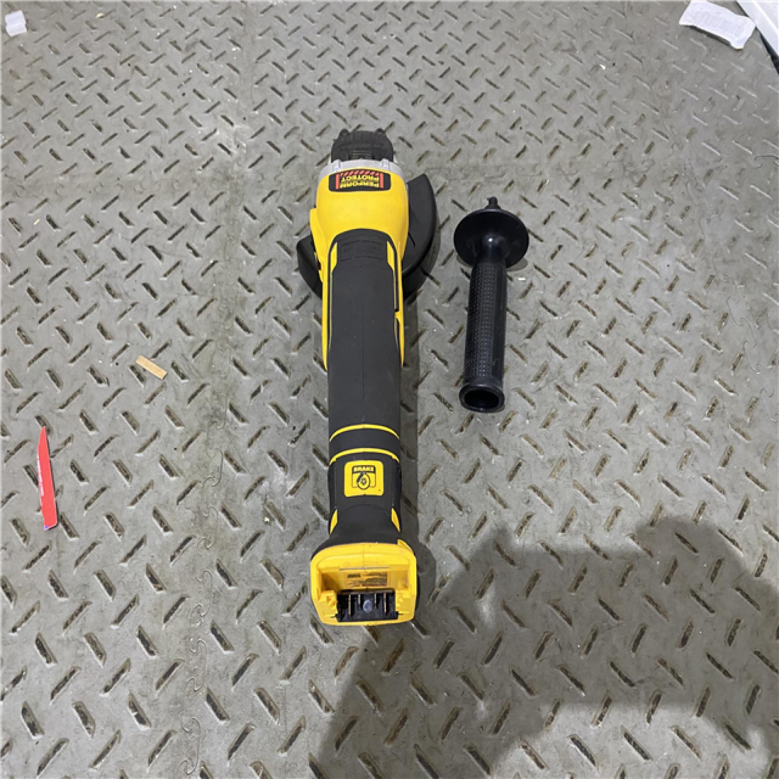 Houston location AS-IS DeWalt DCG405B 20V Max XR 4.5-Inch Slide Switch Small Angle Grinder (Tool Only)