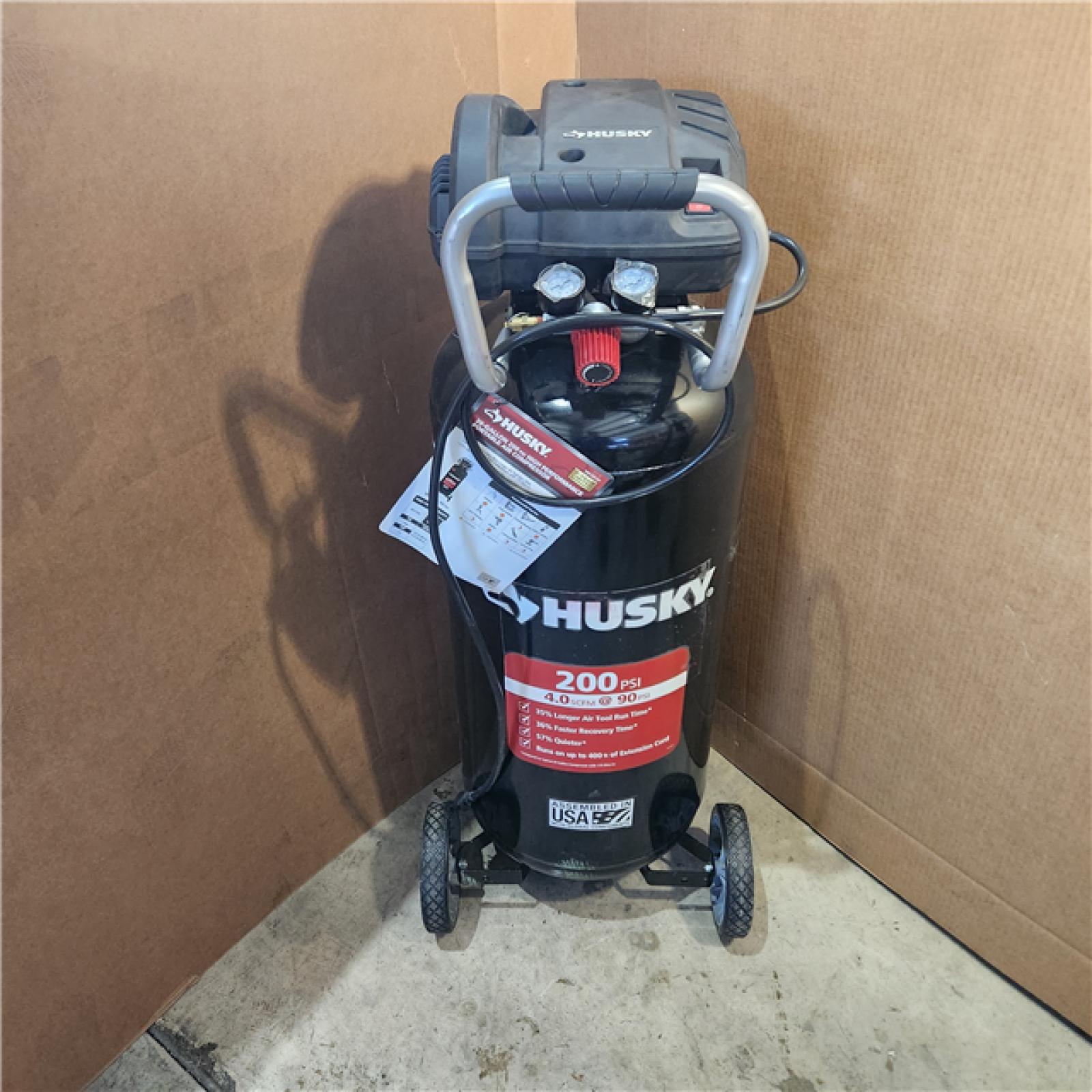 HOUSTON Location-AS-IS-Husky 20 Gal. 200 PSI Oil Free Portable Vertical Electric Air Compressor APPEARS IN NEW! Condition