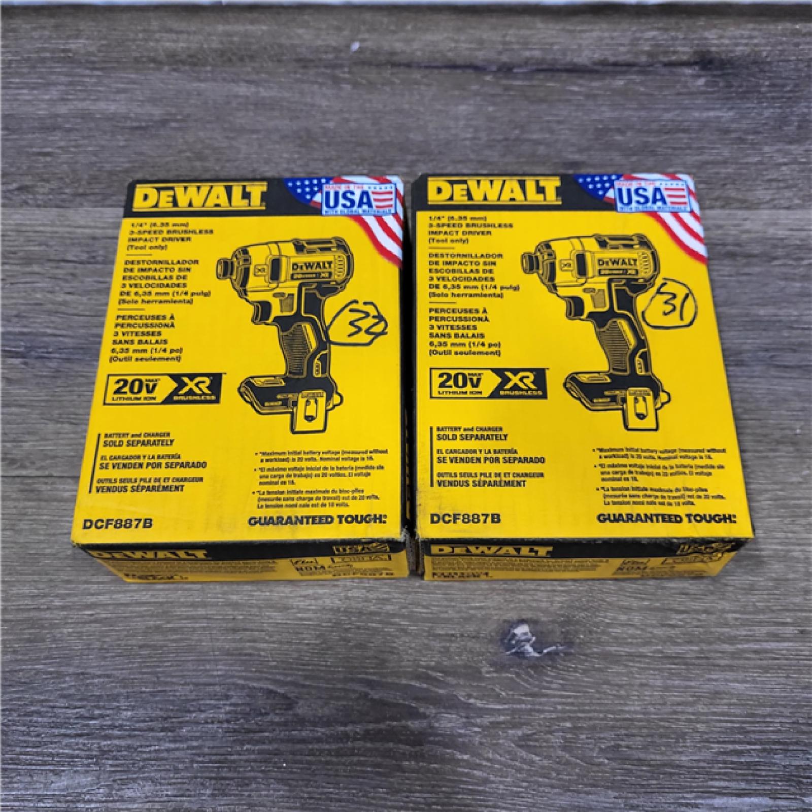 NEW! Dewalt 20-Volt MAX XR Lithium-Ion Cordless Brushless 3-Speed 1/4 in. Impact Driver ( LOTE for 2)