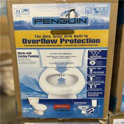 DALLAS LOCATION - Penguin Toilets 2-piece 1.28 GPF Single Flush Round Toilet with Patented Overflow Protection Technology in White with Seat PALLET - (9 UNITS)