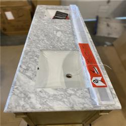 DALLAS LOCATION - Home Decorators Collection Aberdeen 72 in. Double Sink Antique Oak Bath Vanity with Carrara Marble Top (Assembled)