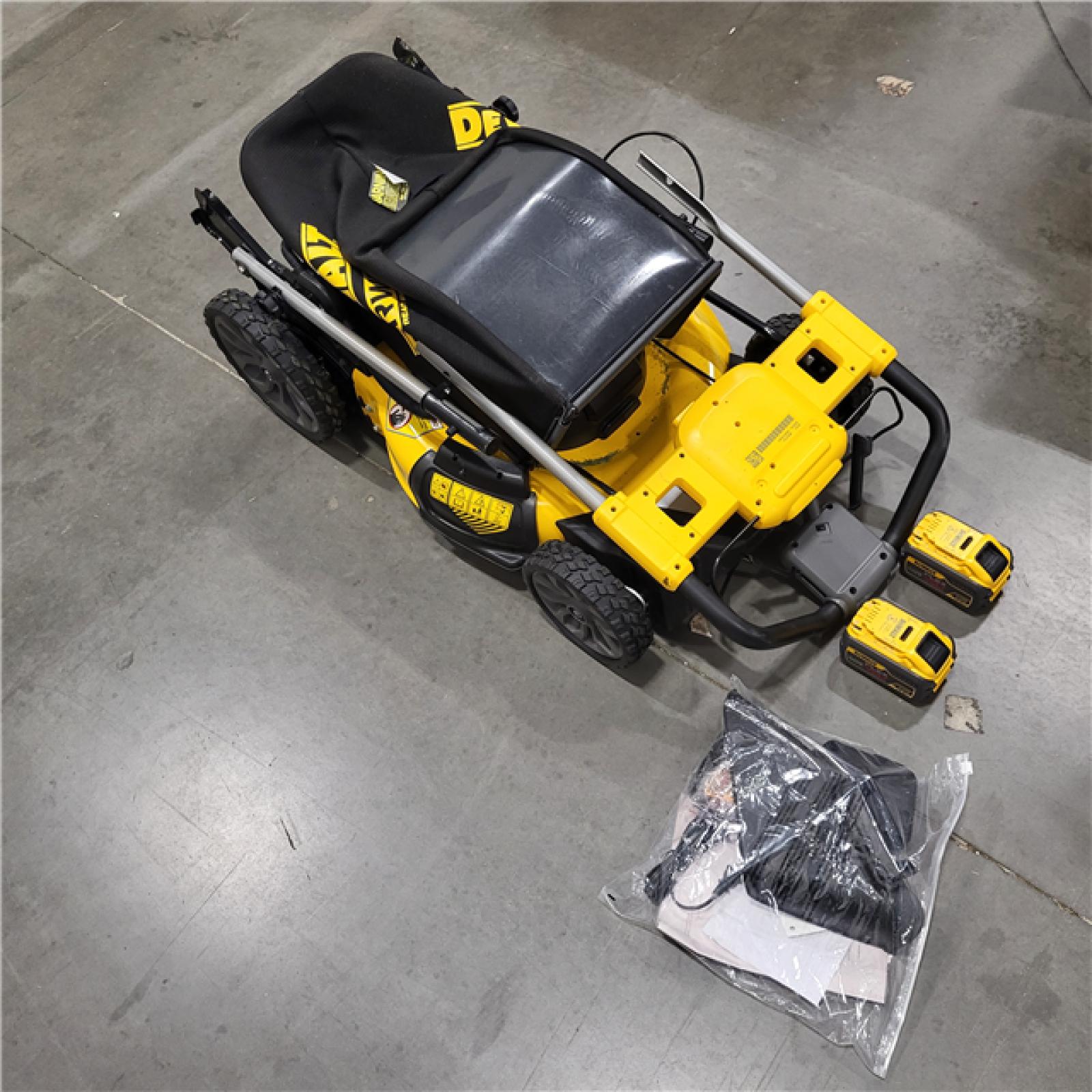 AS-IS DEWALT 20V MAX 21 in. Battery Powered Self Propelled Lawn Mower with (2) Chargers