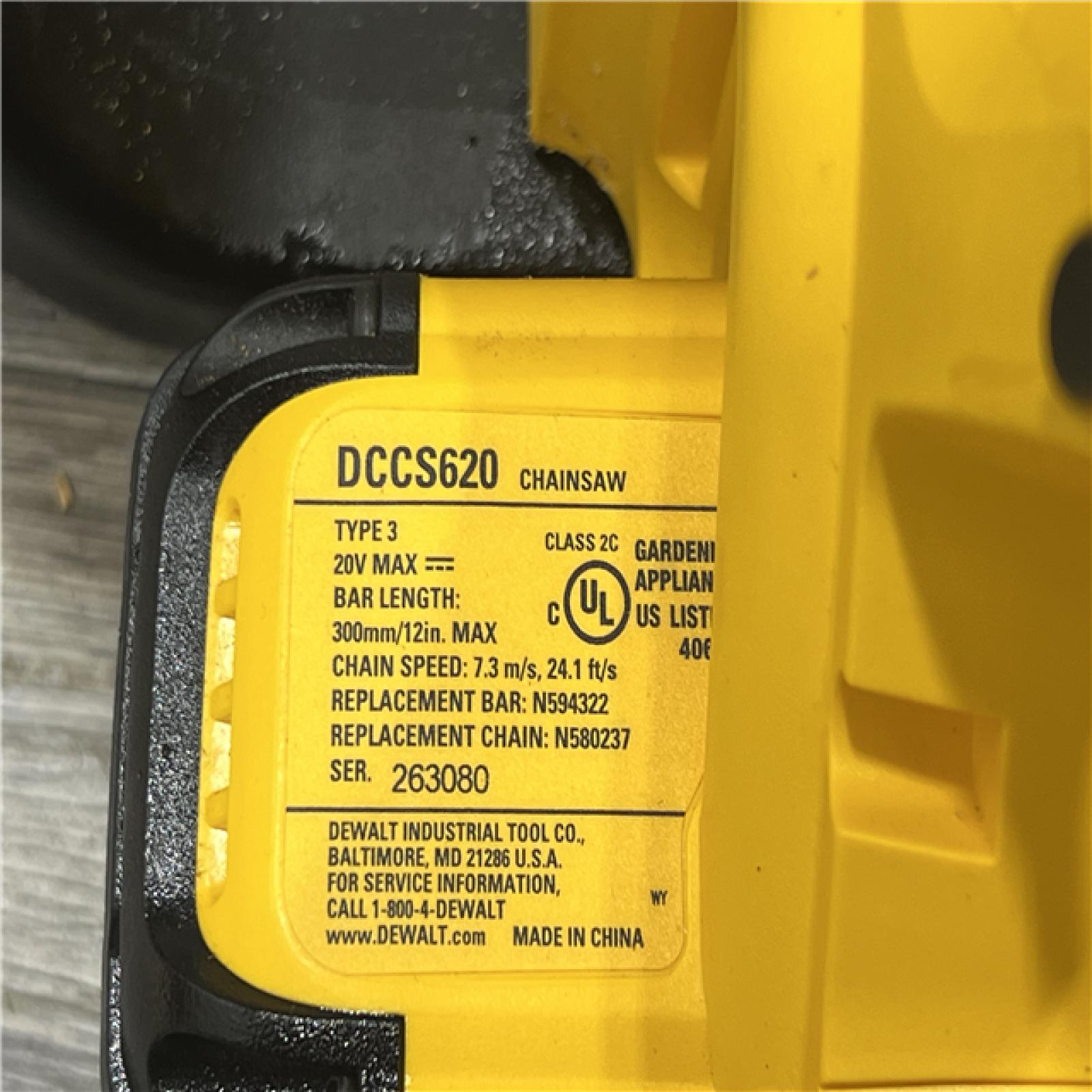 AS-IS DEWALT 20V MAX 12in. Brushless Cordless Battery Powered Chainsaw (Tool Only)