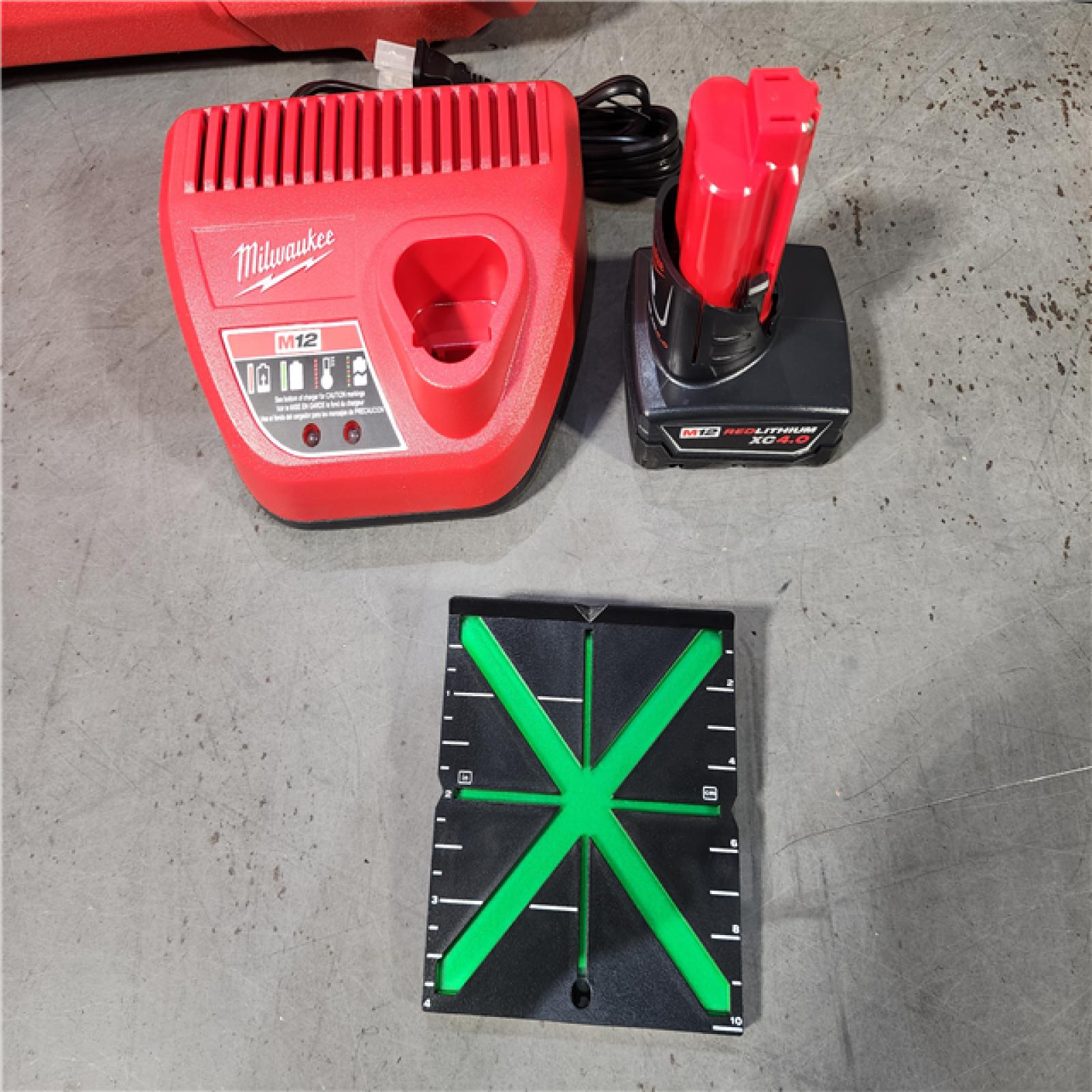 HOUSTON LOCATION - AS-IS M12 12-Volt Lithium-Ion Cordless Green 360-Degree Single Plane Laser Level Kit