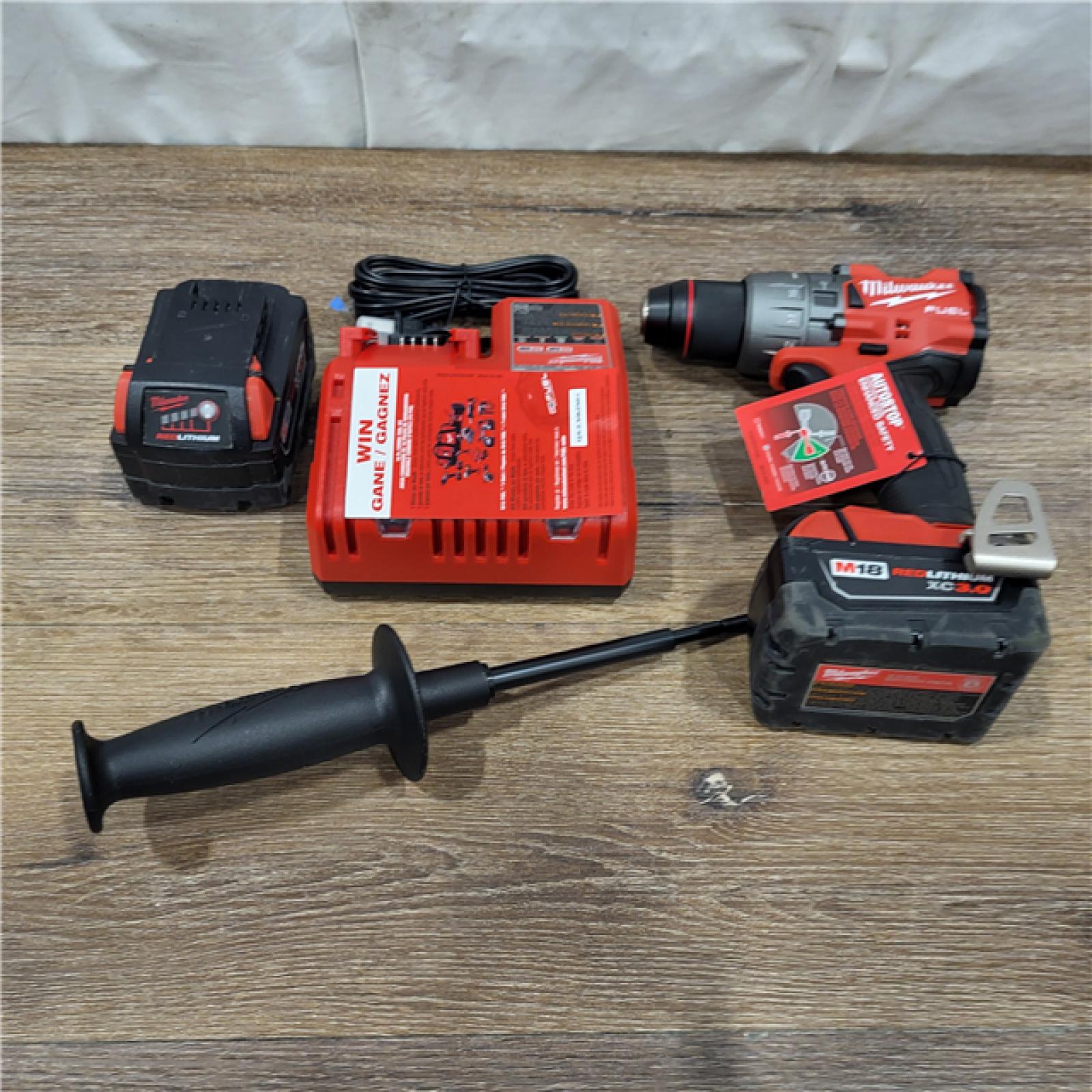 AS-ISMilwaukee 2904-22 Hammer Drill Driver Kit with Batteries  Charger & Tool Case  Red