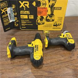 AS-ISDEWALT 20V MAX XR Hammer Drill and ATOMIC Impact Driver 2 Tool Cordless Combo Kit with (2) 4.0Ah Batteries, Charger, and Bag