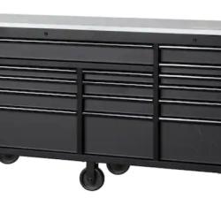 DALLAS LOACTION- Husky 72 in. W x 24 in. D Heavy Duty 15-Drawer Mobile Workbench Cabinet Chest with Stainless Steel Top in Matte Black