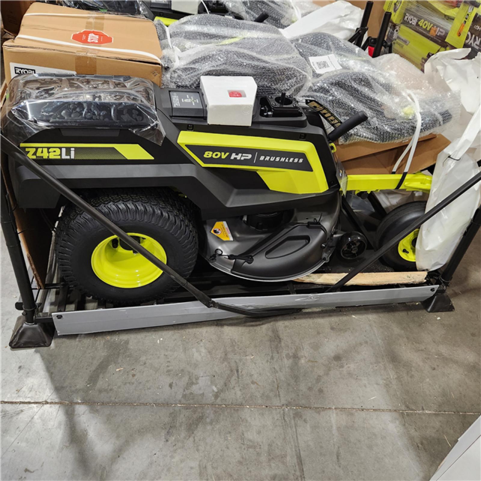 Dallas Location - As-Is RYOBI 80V HP Brushless 42 in. Riding Mower (2) 80V Batteries (2) 40V Batteries and Charger- Appears Like New Condition