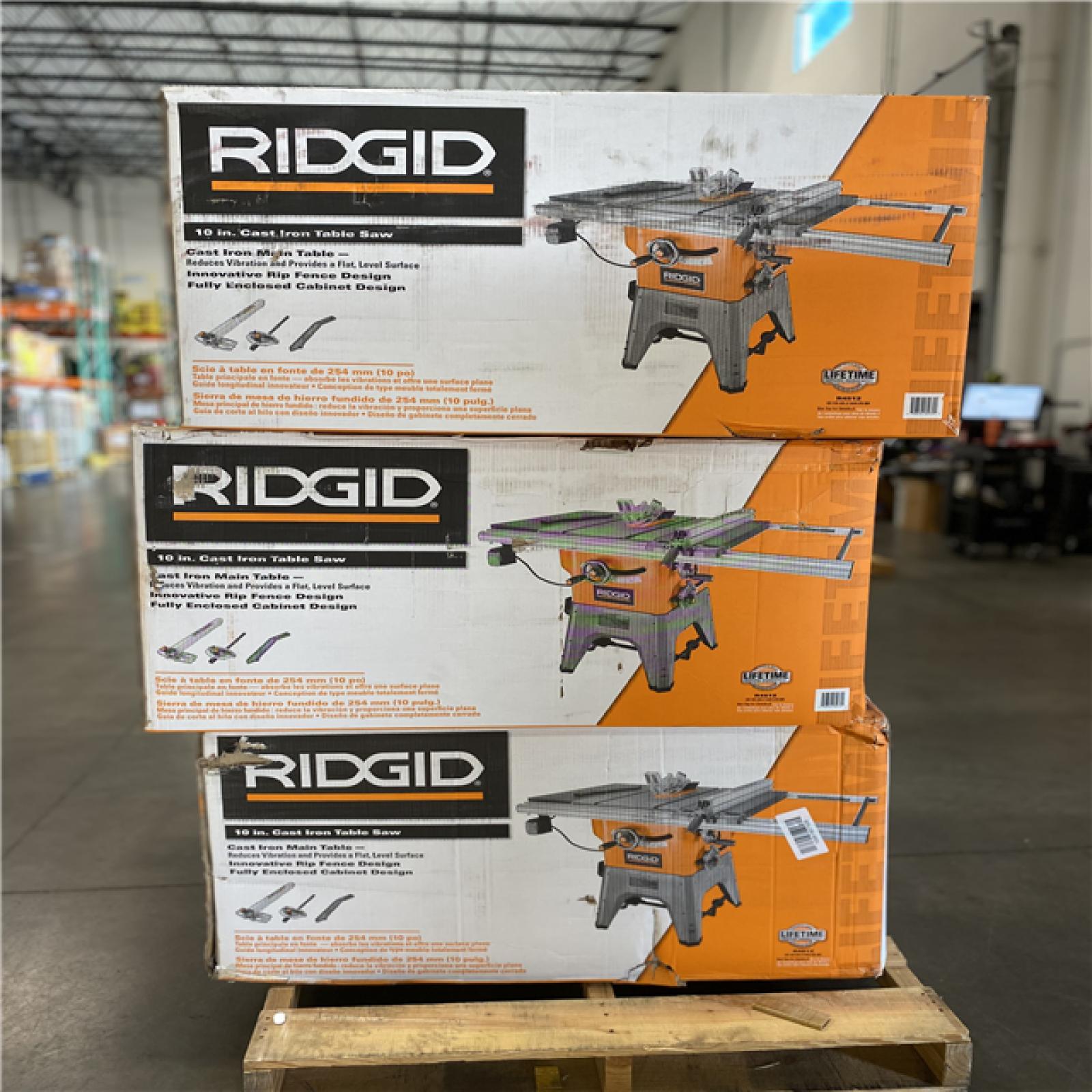 DALLA LOCATION - RIDGID R4512Click To Copy 13 Amp 10 in. Professional Cast Iron Table Saw Orange - PALLET (3 INITS)