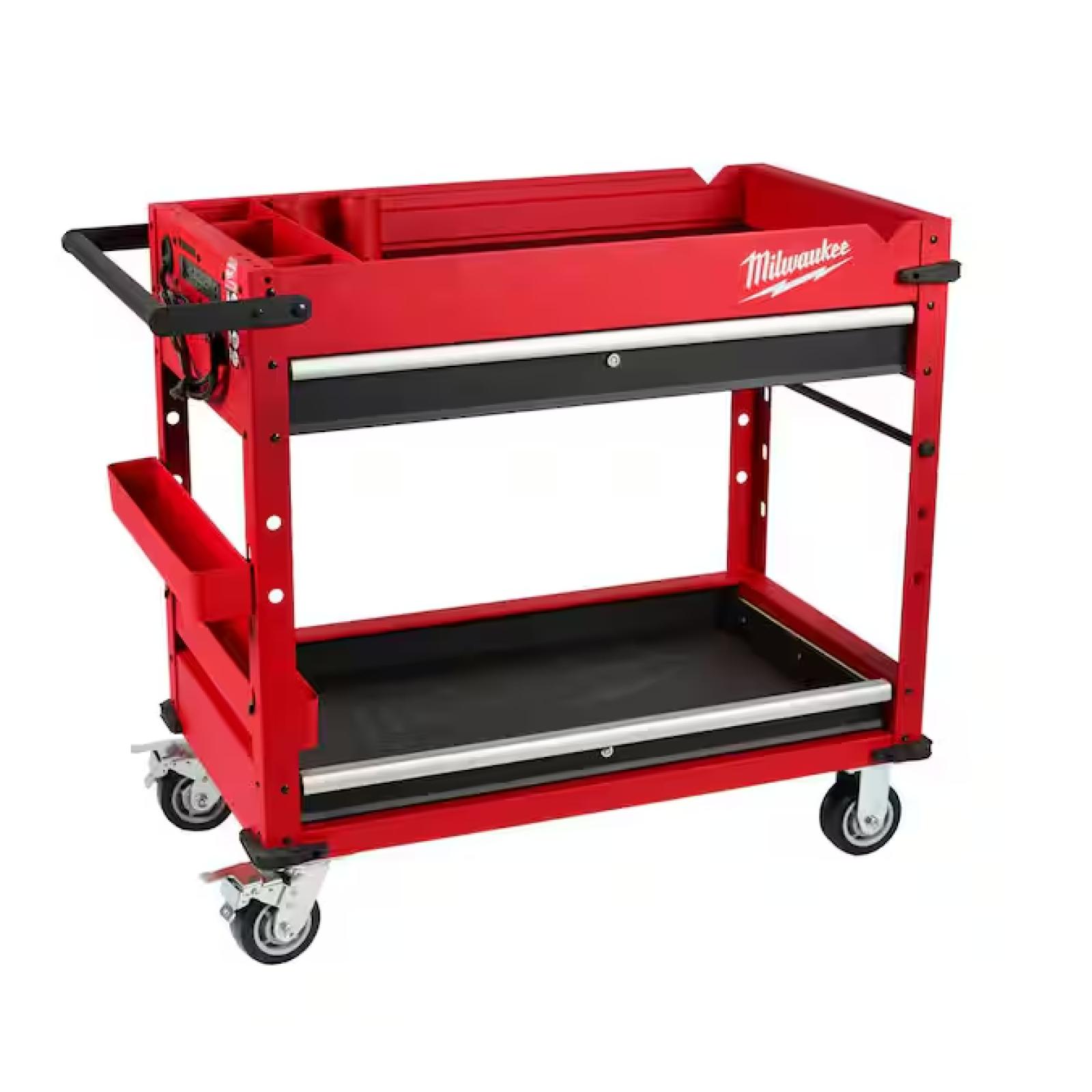 DALLAS LOCATION - Milwaukee 40 in. 2-Drawer Steel Work Cart