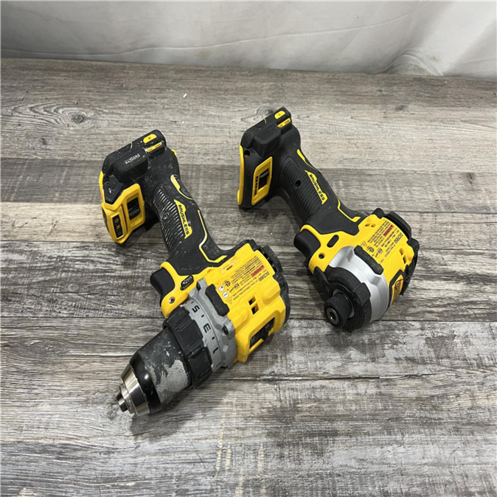 AS-IS DEWALT 20V MAX XR Cordless Drill/Driver, ATOMIC Impact Driver 2 Tool Combo Kit, (2) 2.0Ah Batteries, Charger, and Bag