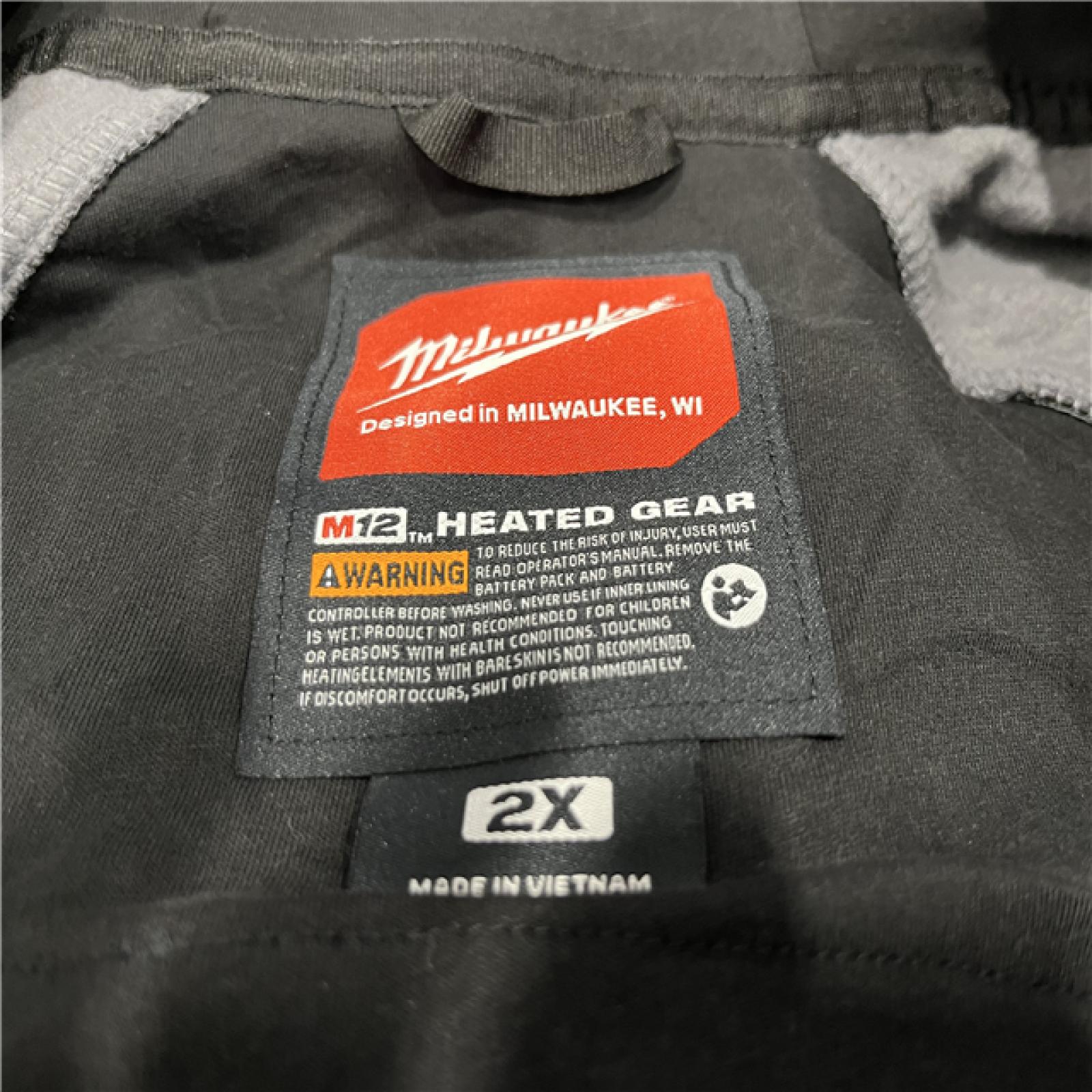 AS-ISMilwaukee Tool Men's 2X-Large M12 12-Volt Lithium-Ion Cordless Gray Heated Jacket Hoodie Kit W/ (1) 3.0 Ah Battery