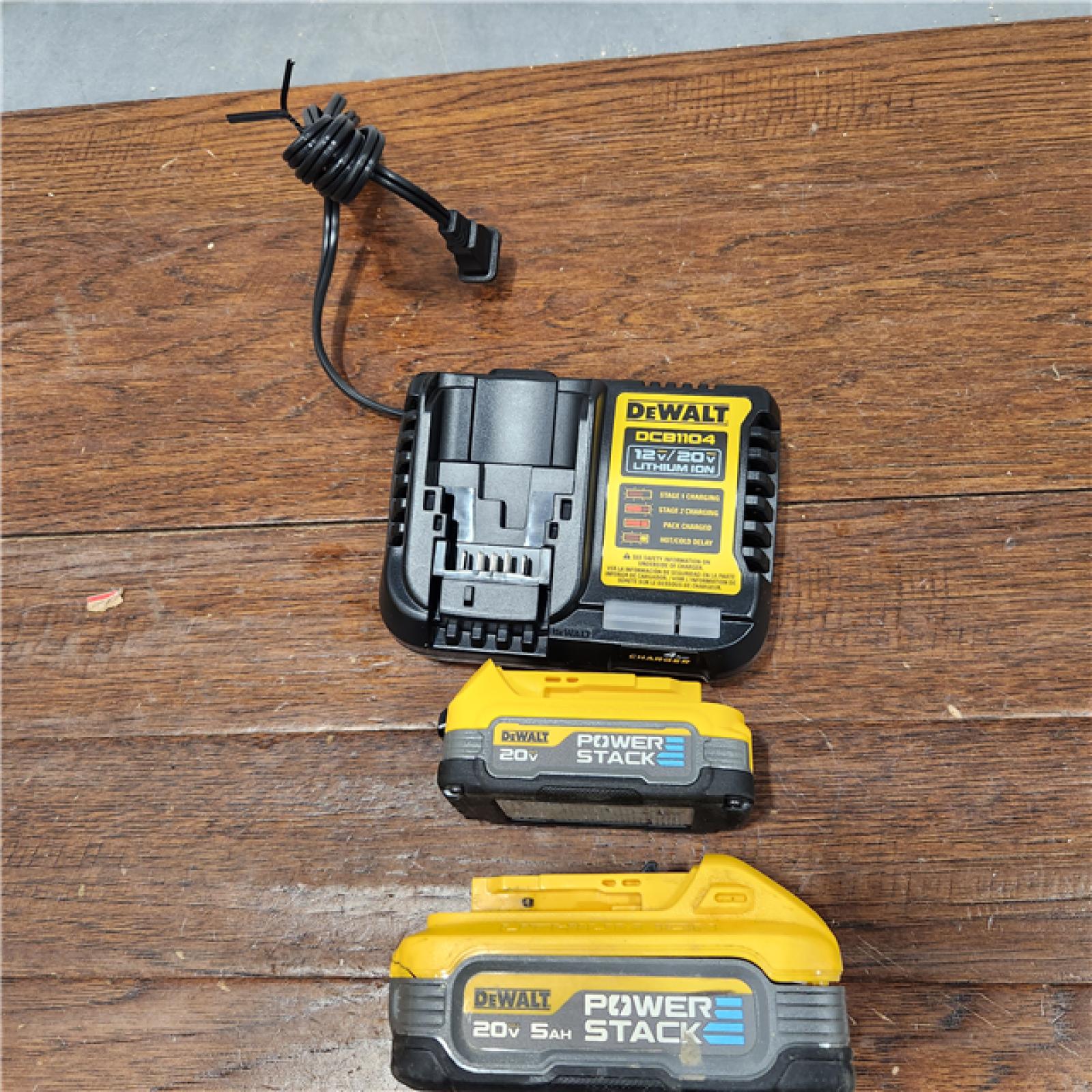 AS-IS DeWalt 20V MAX POWERSTACK DCBP315-2C Lithium-Ion 1.7Ah and 5Ah Battery and Charger Starter Kit 3 Pc