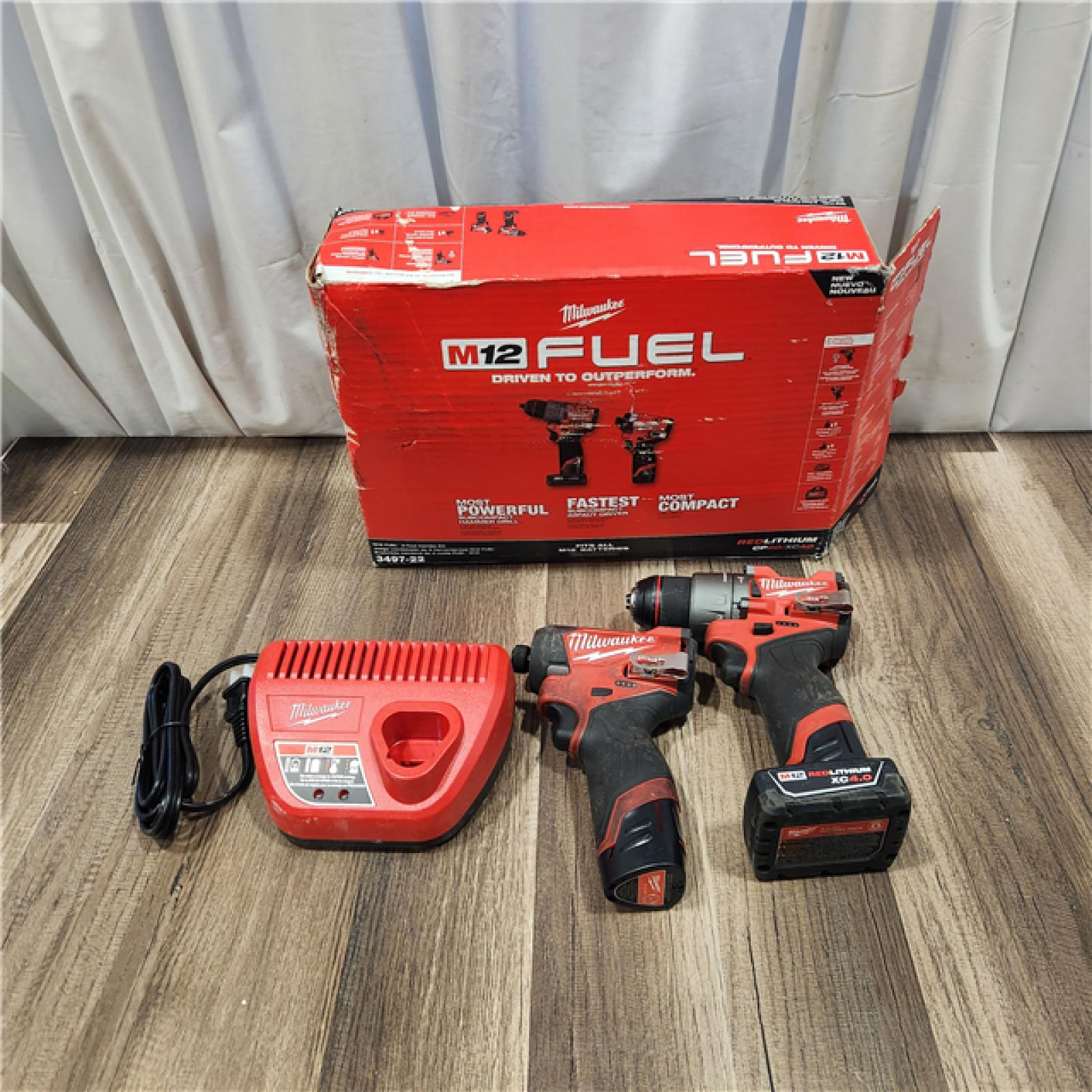 AS IS Milwaukee 3497-22 12V Brushless Hammer Drill and Impact Driver Combo Kit