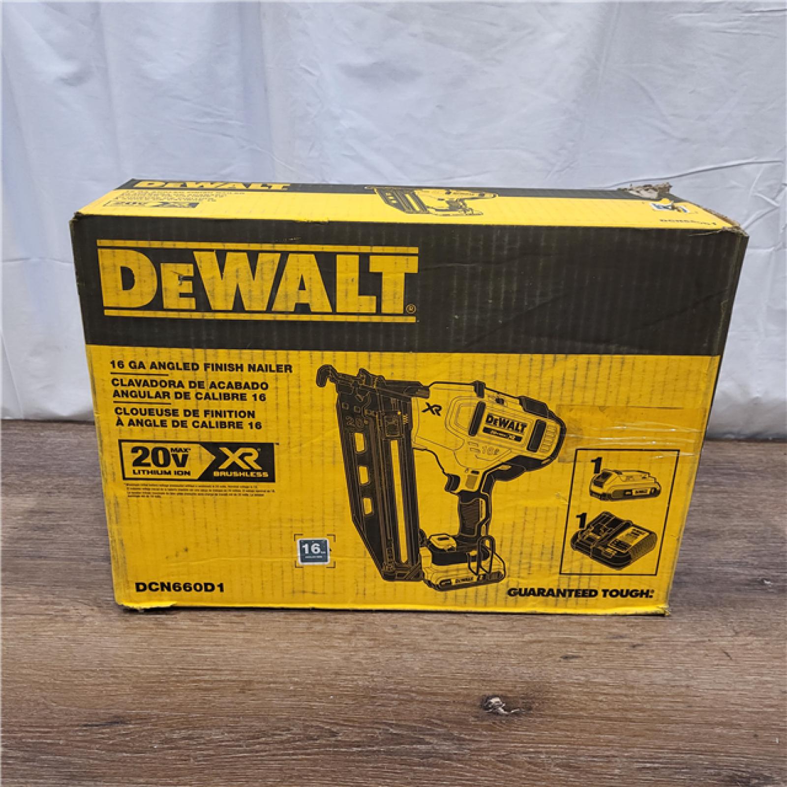 AS-IS DeWalt DCN660D1 20V 16 Gauge Cordless Angled Finish Nailer Kit W/ 2Ah Battery