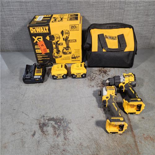 HOUSTON LOCATION - AS-IS DEWALT 20V MAX XR Hammer Drill and ATOMIC Impact Driver 2 Tool Cordless Combo Kit with (2) 4.0Ah Batteries, Charger, and Bag