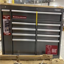 DALLAS LOCATION - Husky 61 in. W x 24 in. D Standard Duty 10-Drawer Mobile Workbench Tool Chest with Sliding Bin Storage Drawer in Silver