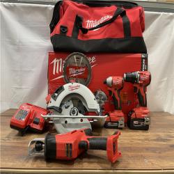 AS-IS Milwaukee M18 18-Volt Lithium-Ion Brushless Cordless Combo Kit (4-Tool)
