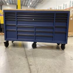 DALLAS LOCATION - Husky Tool Storage Heavy Duty 84 in. W x 24 in. D Matte Blue Mobile Workbench Cabinet