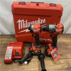 AS IS Milwaukee M18 FUEL 18V Lithium-Ion Brushless Cordless Hammer Drill and Impact Driver Combo Kit (2-Tool) with 2 Batteries