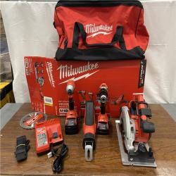 AS-IS Milwaukee M18 18-Volt Lithium-Ion Brushless Cordless Combo Kit (4-Tool) with 2-Batteries, 1-Charger and Tool Bag