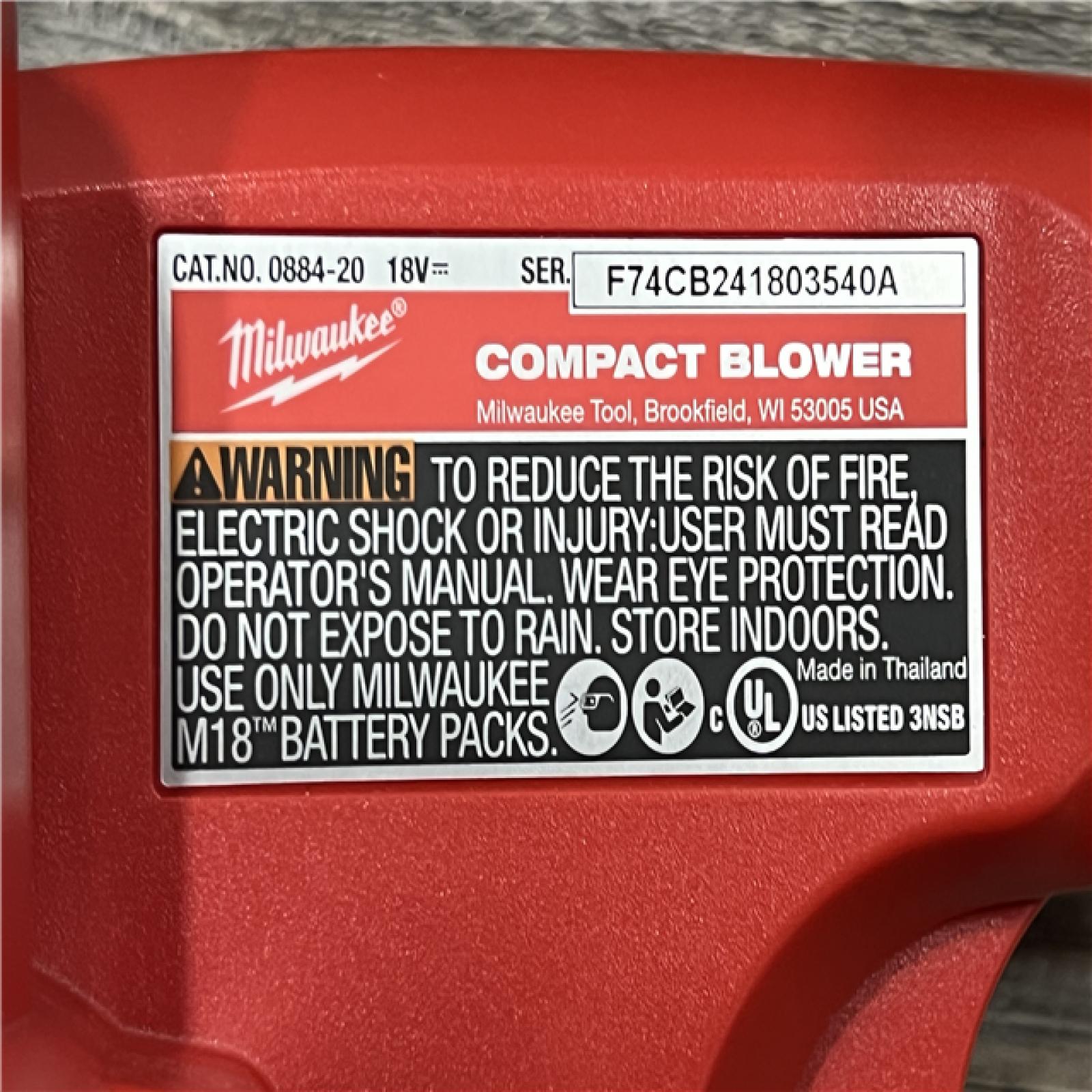 AS-IS Milwaukee M18 18-Volt Lithium-Ion Cordless Compact Blower (Tool-Only)