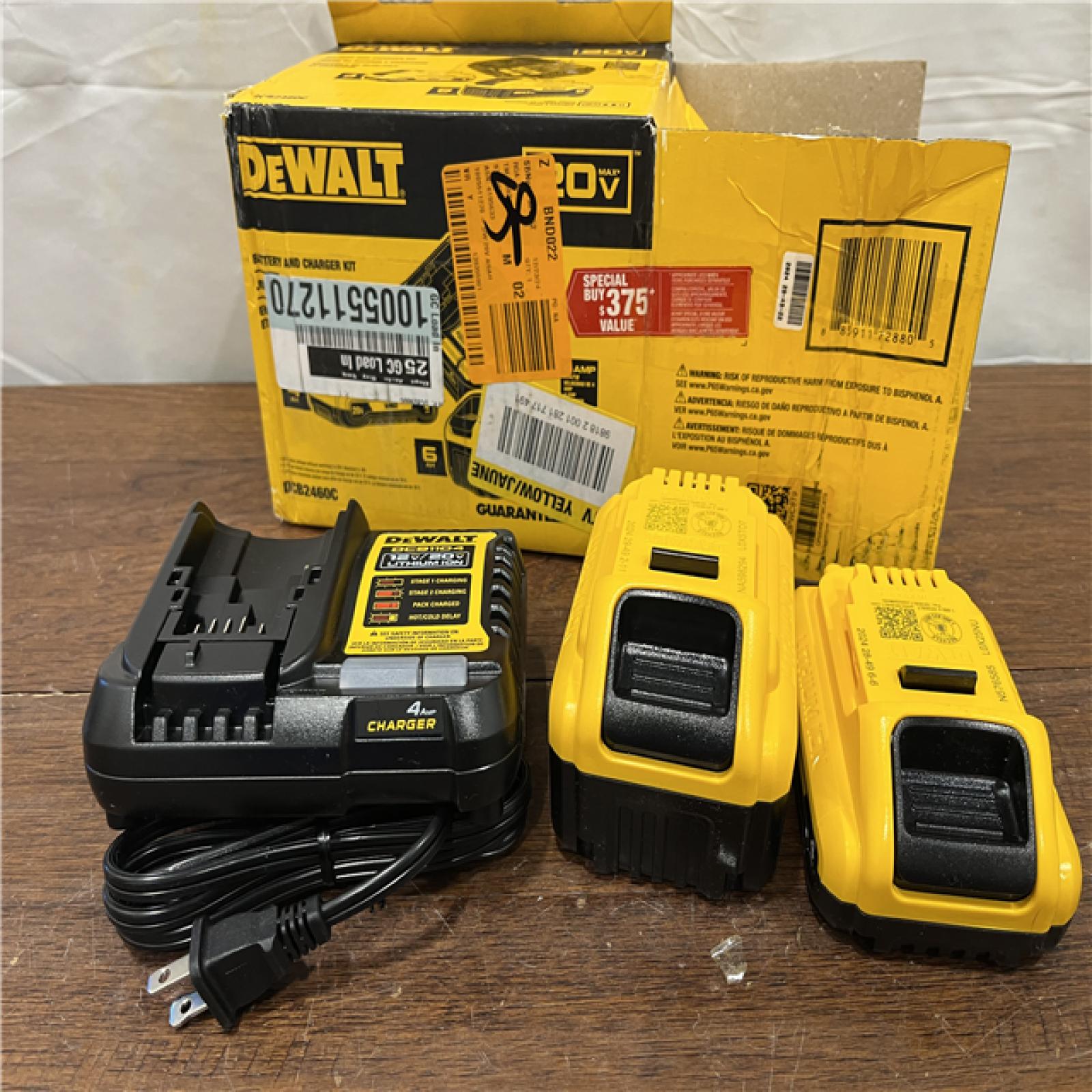 AS-ISDEWALT 20V MAX Lithium-Ion 6.0Ah and 4.0Ah Battery and Charger Starter Kit