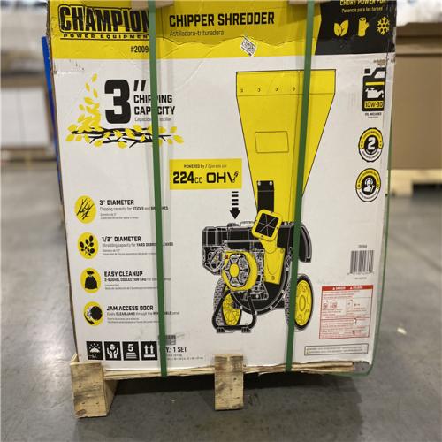 DALLAS LOCATION - Champion Power Equipment 3 in. Dia 224 cc 2-in-1 Upright Gas Powered Wood Chipper Shredder