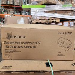 Phoenix Location NEW Seasons Stainless Steel Undermount 31 18G Double Bowl Offset Sink Pallet (12 Total)