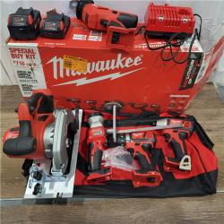 AS-IS Milwaukee M18 18-Volt Lithium-Ion Cordless Combo Tool Kit (5-Tool) with (1) 3.0Ah and (1) 1.5Ah Battery, (1) Charger, (1) Tool Bag