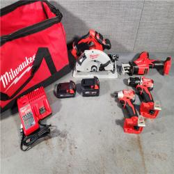 HOUSTON LOCATION - AS-IS (APPEARS LIKE NEW) Milwaukee M18 18-Volt Lithium-Ion Brushless Cordless Combo Kit (4-Tool) with 2-Batteries, 1-Charger and Tool Bag